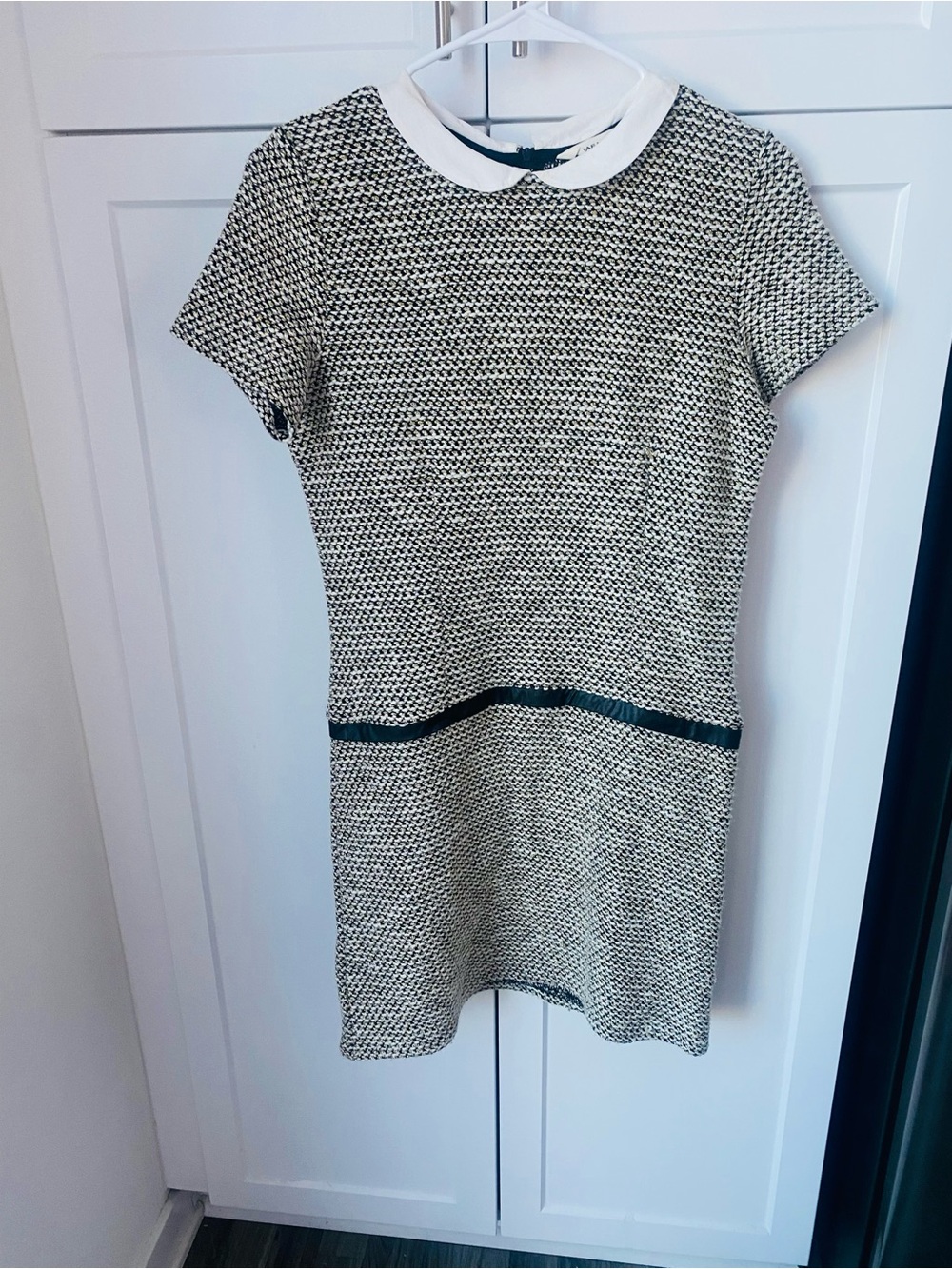 NAf NAf womens Paris size small tweed gold detailing shirt sleeve dress